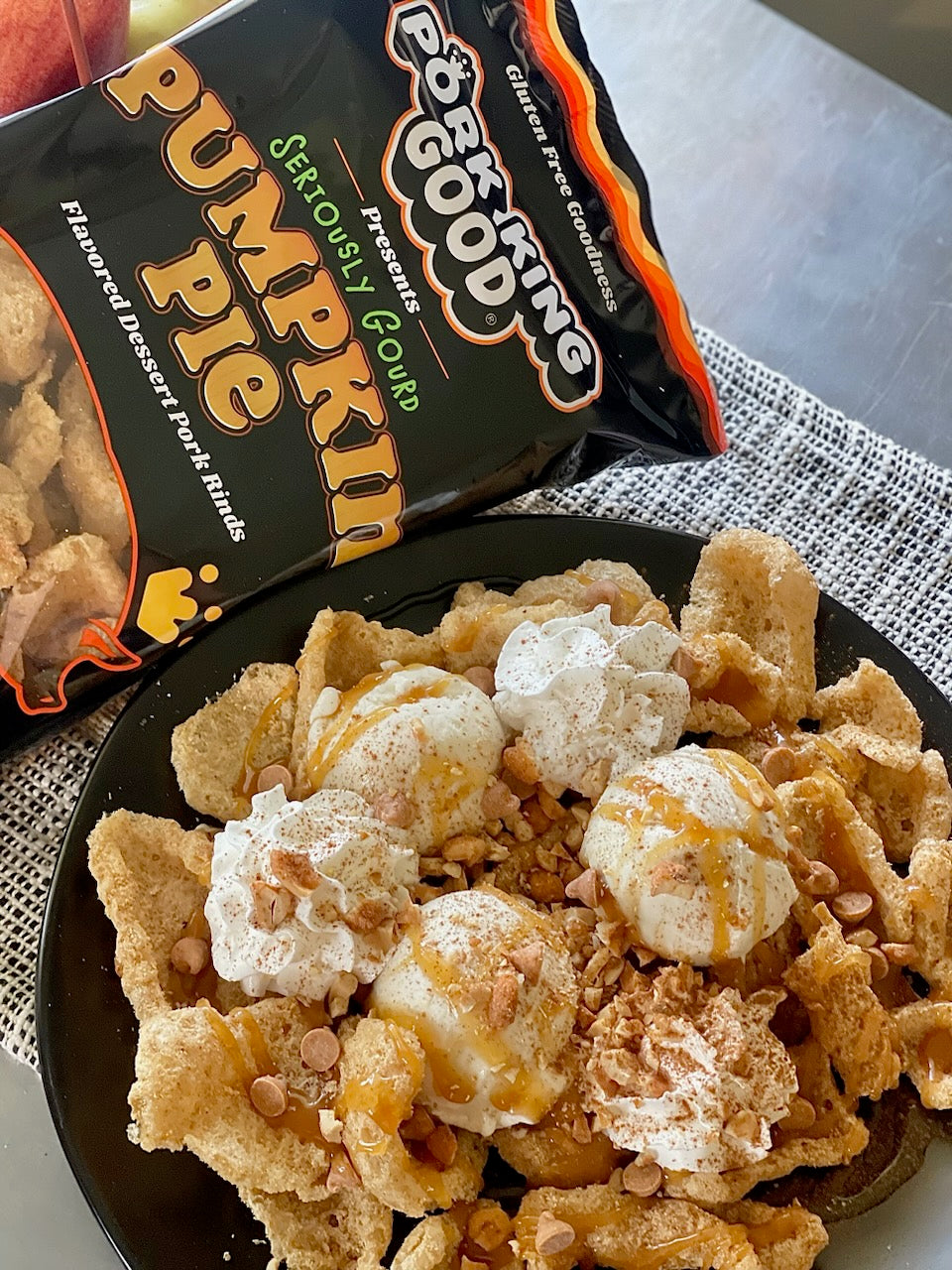 Pork King Good 6 Pack Fall Bundle! 3 Bags Each 3 oz Pumpkin Pie and Appley Cinnamon Pork Rinds (Limited Supply)