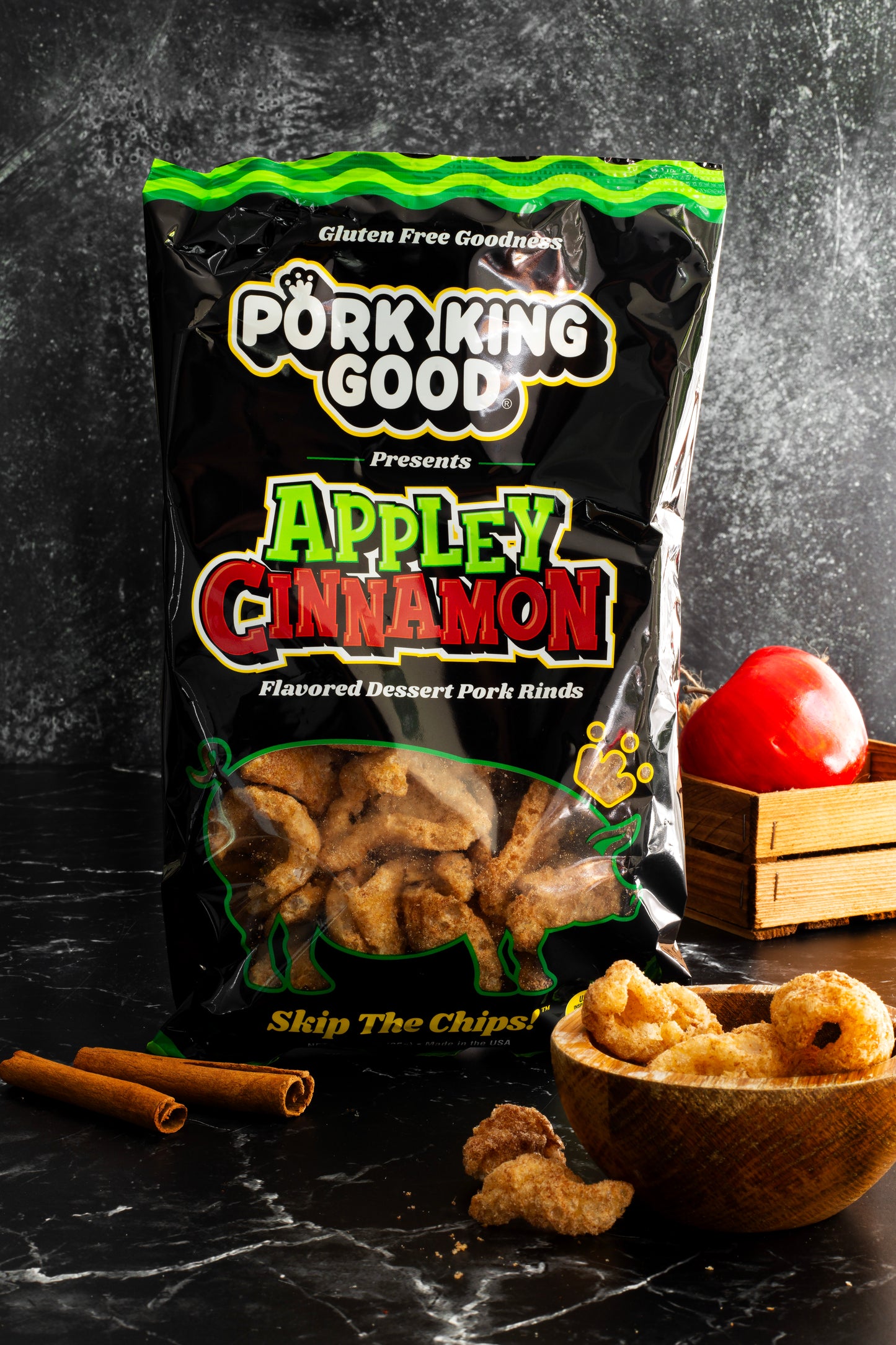 Pork King Good Appley Cinnamon Pork Rinds - 3 oz
