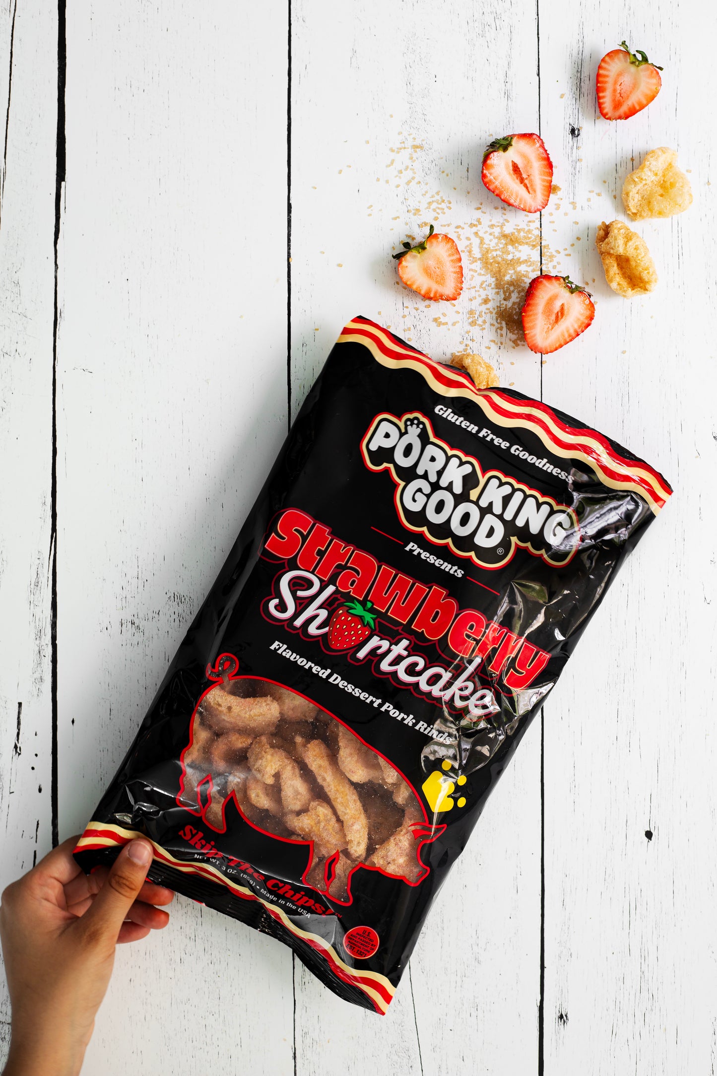 Pork King Good Strawberry Shortcake Pork Rinds - 3 oz