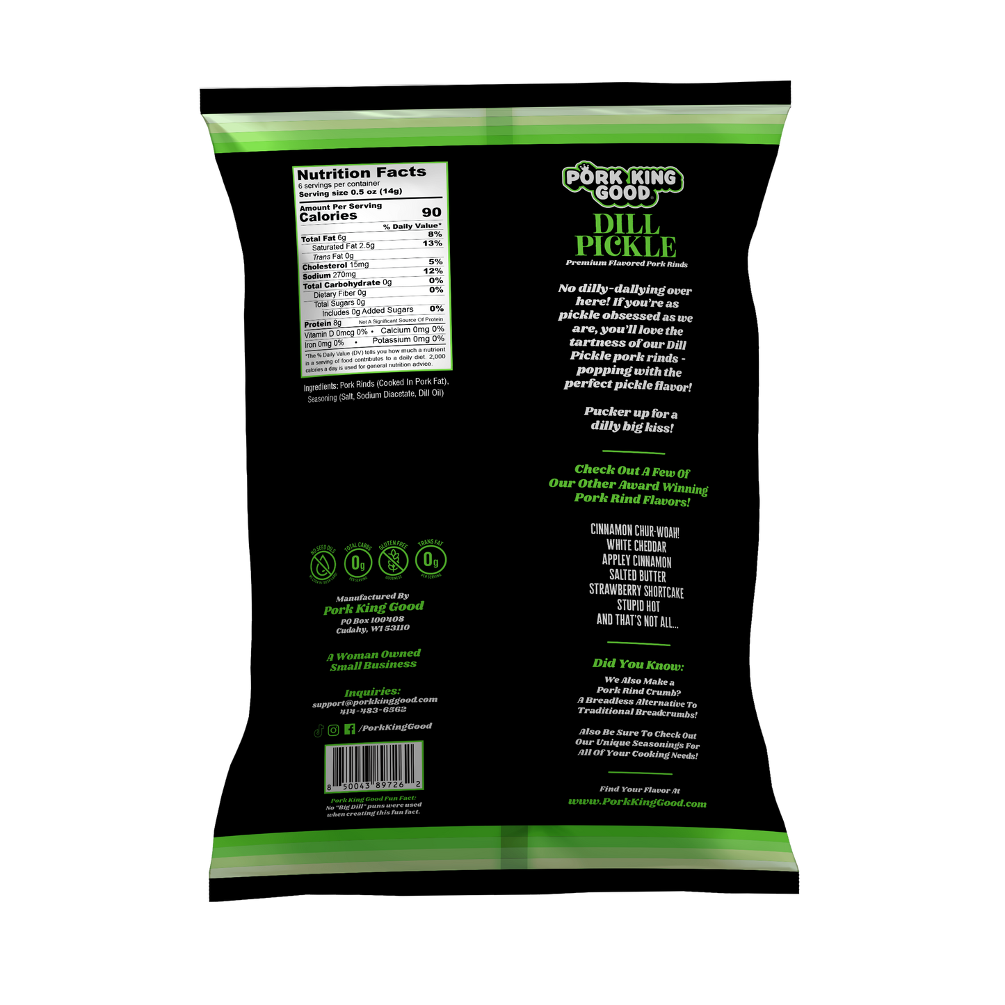 Pork King Good Dill Pickle Pork Rinds - 3 oz