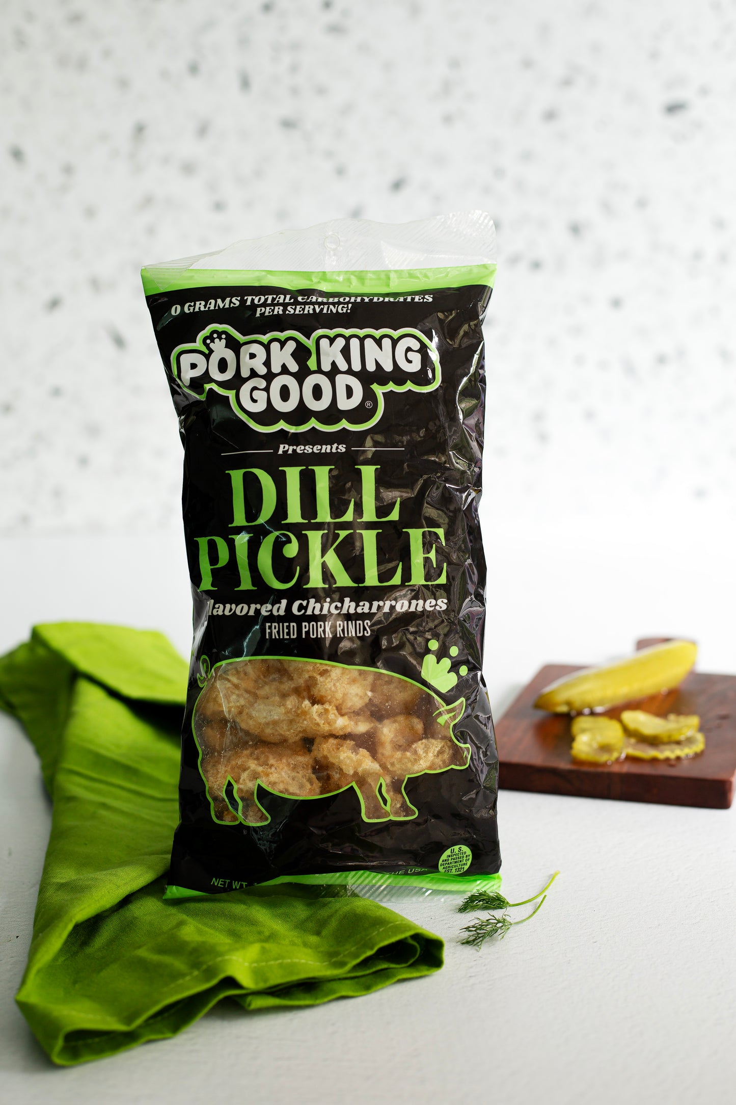 Pork King Good Dill Pickle Pork Rinds 3 oz - Single Bag