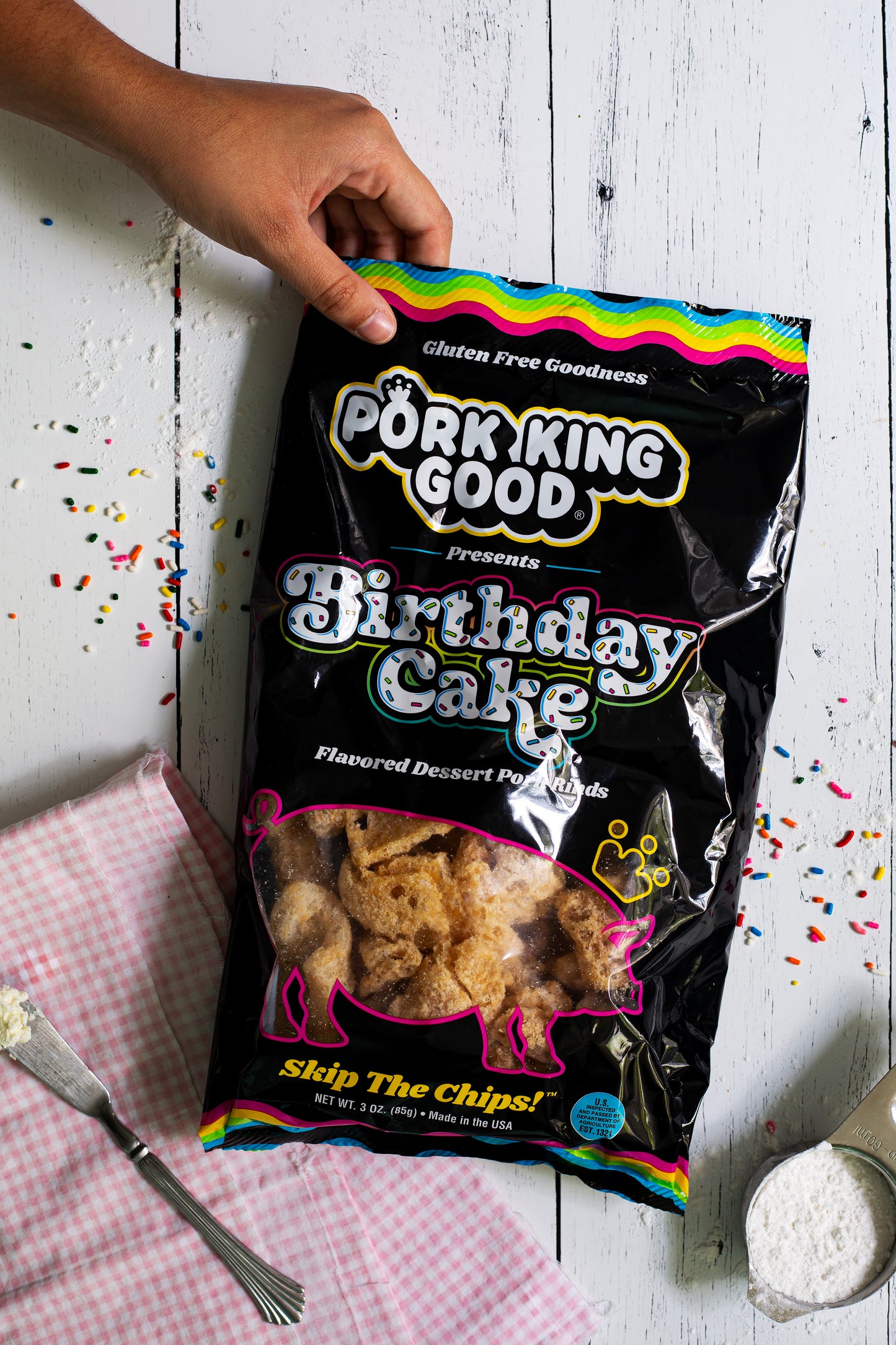 Pork King Good Birthday Cake Pork Rinds - 3 oz