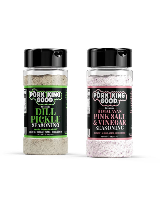 Pucker Up Pals Pack - 2 Pack Variety of Dill Pickle and Himalayan Pink Salt & Vinegar Seasoning
