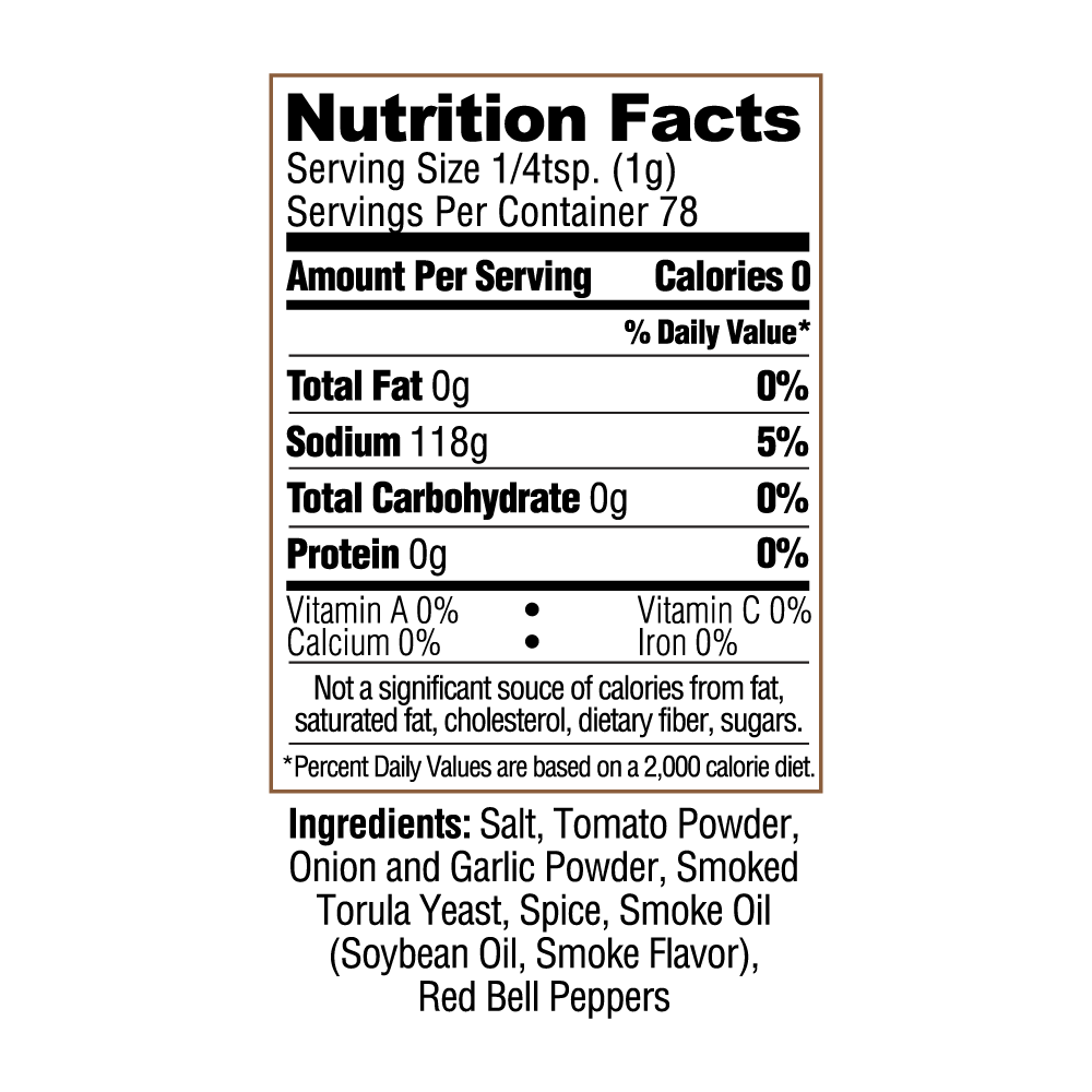 Pork King Good Bacon Nutrition Label