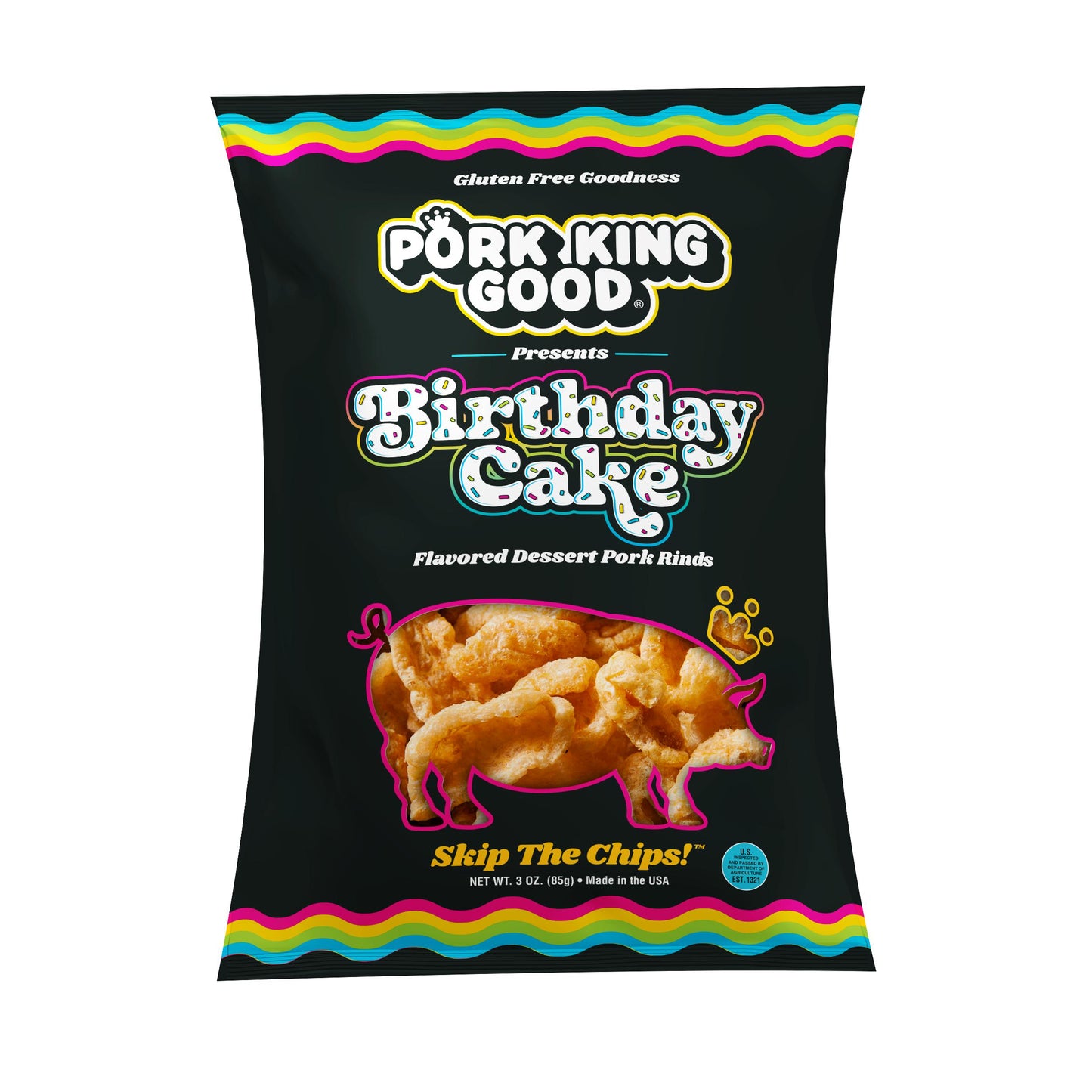 Pork King Good Birthday Cake Pork Rinds - 3 oz