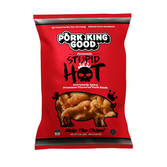Pork King Good Stupid Hot Pork Rinds - 3 oz
