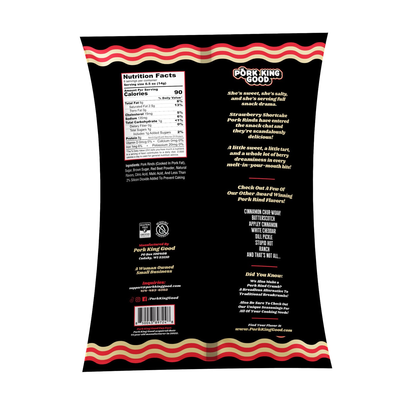 Pork King Good Strawberry Shortcake Pork Rinds 3 oz - Single Bag