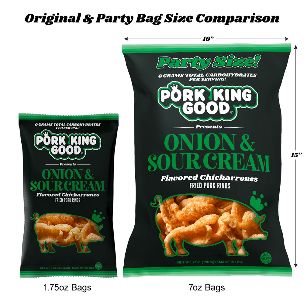 Pork King Good Onion & Sour Cream Pork Rinds 7oz Party Size Bag