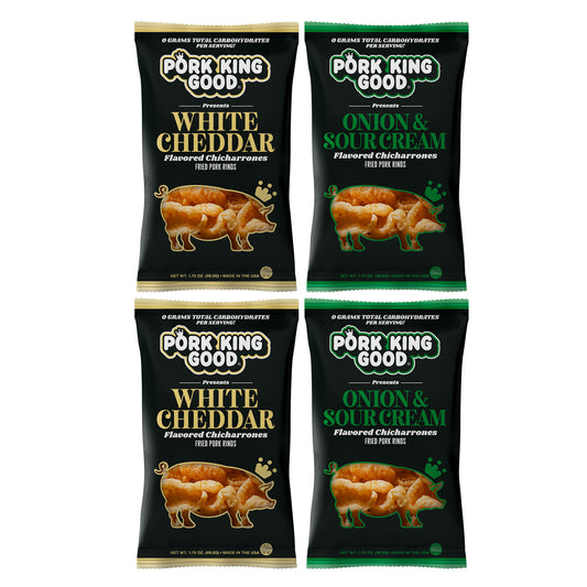 Pork King Good Variety 4 Pack: White Cheddar / Onion & Sour Cream - Pork King Good