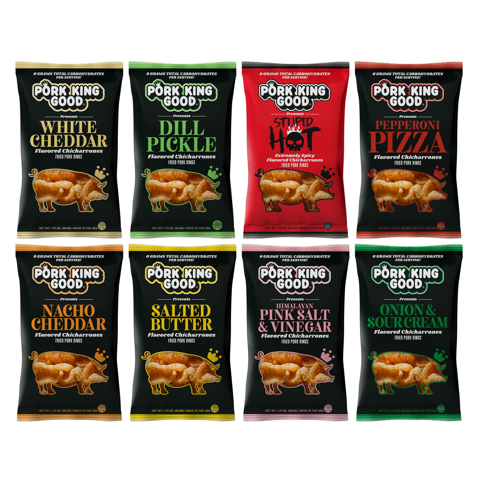 Pork King Good Pork Rinds Variety 8 Pack - Pork King Good