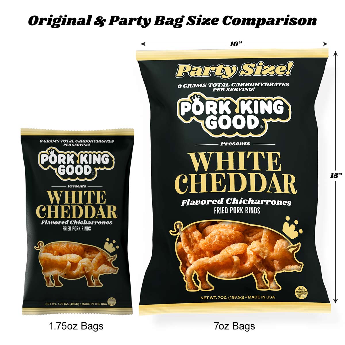 Pork King Good White Cheddar Pork Rinds 7oz Party Size Bag